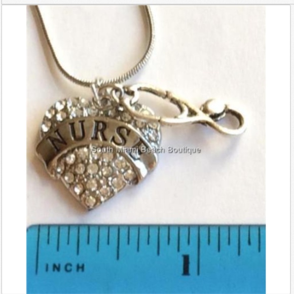 Silver NURSE Nursing Stethoscope Necklace 18'20" - Picture 6 of 8